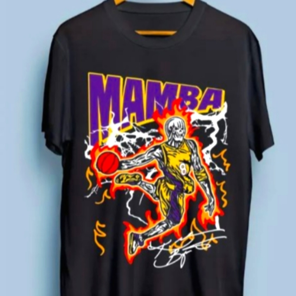 Rare Brand New Black Mamba Kobe Bryant 8 Skeleton T-Shirt Los Angeles Lakers